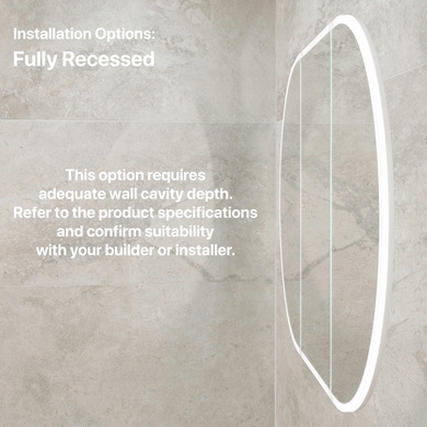 Pill Oval 1500mm x 900mm Frontlit LED Mirrored Shaving Cabinet, Matte White