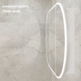 Pill Oval 1500mm x 900mm Frontlit LED Mirrored Shaving Cabinet, Matte White