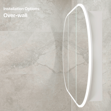 Pill Oval 1500mm x 900mm Frontlit LED Mirrored Shaving Cabinet, Matte White