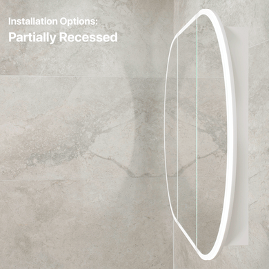 Pill Oval 1500mm x 900mm Frontlit LED Mirrored Shaving Cabinet, Matte White