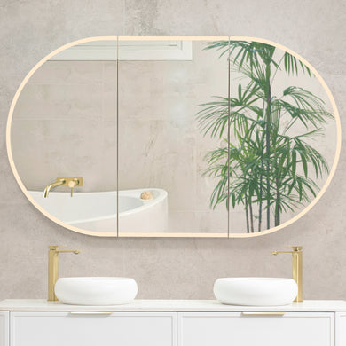 Pill Oval 1500mm x 900mm Frontlit LED Mirrored Shaving Cabinet, Matte White