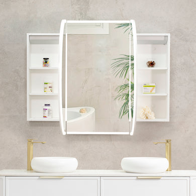 Pill Oval 1500mm x 900mm Frontlit LED Mirrored Shaving Cabinet, Matte White