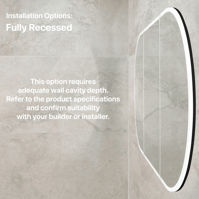 Pill Oval 1800mm x 900mm Frontlit LED Mirrored Shaving Cabinet, Matte Black