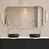 Pill Oval 1800mm x 900mm Frontlit LED Mirrored Shaving Cabinet, Matte Black