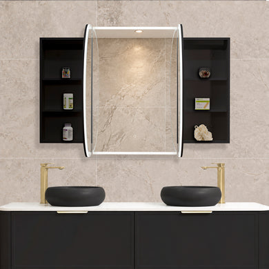 Pill Oval 1800mm x 900mm Frontlit LED Mirrored Shaving Cabinet, Matte Black