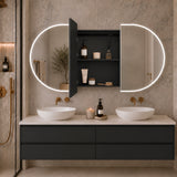 Pill Oval 1800mm x 900mm Frontlit LED Mirrored Shaving Cabinet, Matte Black