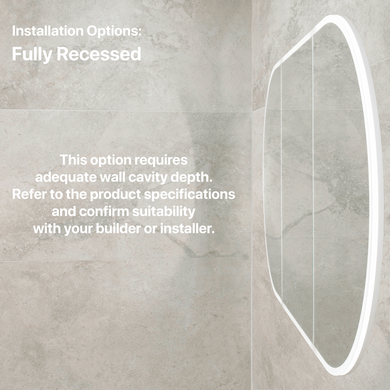 Pill Oval 1800mm x 900mm Frontlit LED Mirrored Shaving Cabinet, Matte White