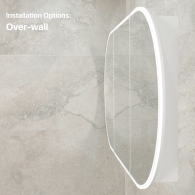 Pill Oval 1800mm x 900mm Frontlit LED Mirrored Shaving Cabinet, Matte White
