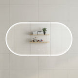 Pill Oval 1800mm x 900mm Frontlit LED Mirrored Shaving Cabinet, Matte White