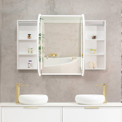 Pill Oval 1800mm x 900mm Frontlit LED Mirrored Shaving Cabinet, Matte White