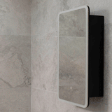 Retti Rectangular 450mm x 750mm Frontlit LED Mirrored Shaving Cabinet, Matte Black