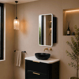 Retti Rectangular 450mm x 750mm Frontlit LED Mirrored Shaving Cabinet, Matte Black