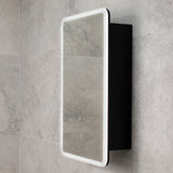 Retti Rectangular 450mm x 750mm Frontlit LED Mirrored Shaving Cabinet, Matte Black