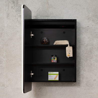 Retti Rectangular 450mm x 750mm Frontlit LED Mirrored Shaving Cabinet, Matte Black