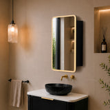 Retti Rectangular 450mm x 750mm Frontlit LED Mirrored Shaving Cabinet, Matte Black