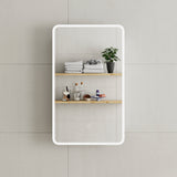 *Clearance* Retti Rectangular 450mm x 750mm Frontlit LED Mirrored Shaving Cabinet, Matte White