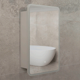 Retti Rectangular 450mm x 750mm Frontlit LED Mirrored Shaving Cabinet, Matte White