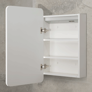 Retti Rectangular 450mm x 750mm Frontlit LED Mirrored Shaving Cabinet, Matte White