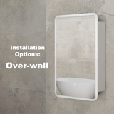 Retti Rectangular 450mm x 750mm Frontlit LED Mirrored Shaving Cabinet, Matte White