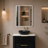 Retti Rectangular 600mm x 750mm Frontlit LED Mirrored Shaving Cabinet, Matte Black