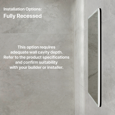 Retti Rectangular 600mm x 750mm Frontlit LED Mirrored Shaving Cabinet, Matte Black