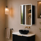 Retti Rectangular 600mm x 750mm Frontlit LED Mirrored Shaving Cabinet, Matte Black