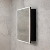 Retti Rectangular 600mm x 750mm Frontlit LED Mirrored Shaving Cabinet, Matte Black