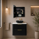 Retti Rectangular 600mm x 750mm Frontlit LED Mirrored Shaving Cabinet, Matte Black