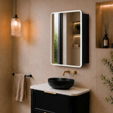 Retti Rectangular 600mm x 750mm Frontlit LED Mirrored Shaving Cabinet, Matte Black