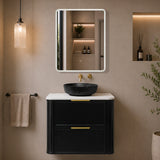 Retti Rectangular 600mm x 750mm Frontlit LED Mirrored Shaving Cabinet, Matte Black