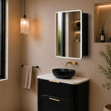 Retti Rectangular 600mm x 750mm Frontlit LED Mirrored Shaving Cabinet, Matte Black