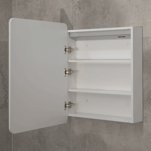 Retti Rectangular 600mm x 750mm Frontlit LED Mirrored Shaving Cabinet, Matte White