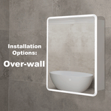 Retti Rectangular 600mm x 750mm Frontlit LED Mirrored Shaving Cabinet, Matte White