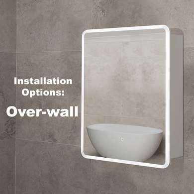 Retti Rectangular 600mm x 750mm Frontlit LED Mirrored Shaving Cabinet, Matte White