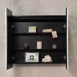Retti Rectangular 750mm x 750mm Frontlit LED Mirrored Shaving Cabinet, Matte Black