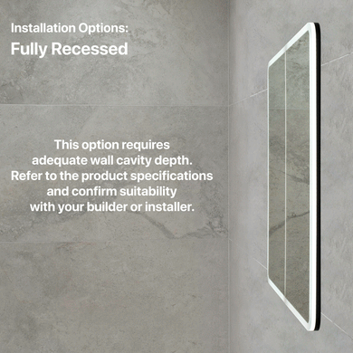 Retti Rectangular 750mm x 750mm Frontlit LED Mirrored Shaving Cabinet, Matte Black
