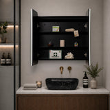 Retti Rectangular 750mm x 750mm Frontlit LED Mirrored Shaving Cabinet, Matte Black