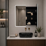 Retti Rectangular 750mm x 750mm Frontlit LED Mirrored Shaving Cabinet, Matte Black
