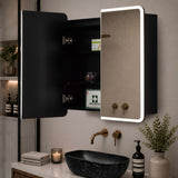 Retti Rectangular 750mm x 750mm Frontlit LED Mirrored Shaving Cabinet, Matte Black
