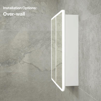 Retti Rectangular 750mm x 750mm Frontlit LED Mirrored Shaving Cabinet, Matte White
