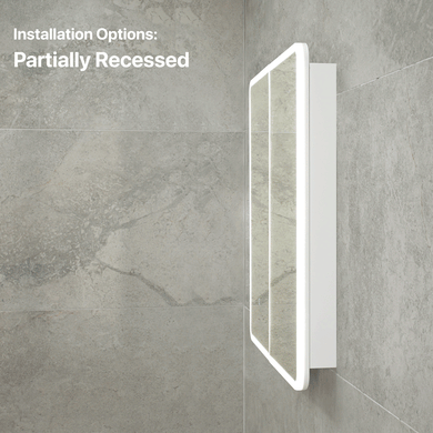 Retti Rectangular 750mm x 750mm Frontlit LED Mirrored Shaving Cabinet, Matte White