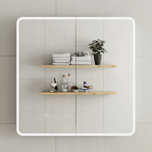 Retti Rectangular 750mm x 750mm Frontlit LED Mirrored Shaving Cabinet, Matte White