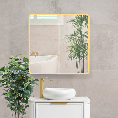 Retti Rectangular 750mm x 750mm Frontlit LED Mirrored Shaving Cabinet, Matte White