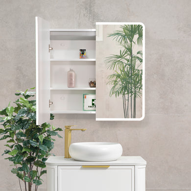 Retti Rectangular 750mm x 750mm Frontlit LED Mirrored Shaving Cabinet, Matte White