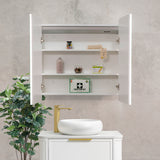 Retti Rectangular 750mm x 750mm Frontlit LED Mirrored Shaving Cabinet, Matte White