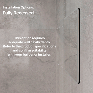 Retti Rectangular 900mm x 750mm Frontlit LED Mirrored Shaving Cabinet, Matte Black