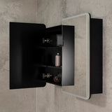 Retti Rectangular 900mm x 750mm Frontlit LED Mirrored Shaving Cabinet, Matte Black