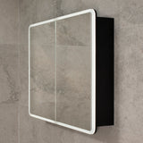 Retti Rectangular 900mm x 750mm Frontlit LED Mirrored Shaving Cabinet, Matte Black