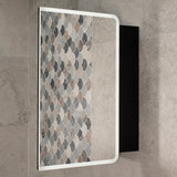Retti Rectangular 900mm x 750mm Frontlit LED Mirrored Shaving Cabinet, Matte Black
