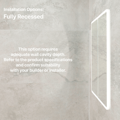 Retti Rectangular 900mm x 750mm Frontlit LED Mirrored Shaving Cabinet, Matte White